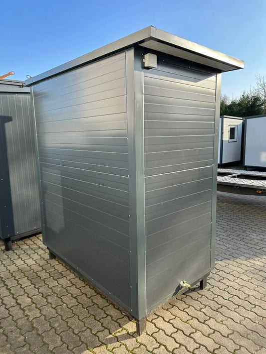 Sanitärcontainer 2,00 × 1,15 m mit WC, Waschbecken, Heizung und Warmwasser
