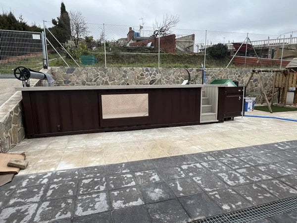 20-Fuß-Containerpool mit Zedernholzterrasse und Wärmepumpe