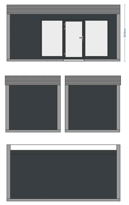 Modulares Bürocontainer 6,00 × 2,90 m – 17,4 m²