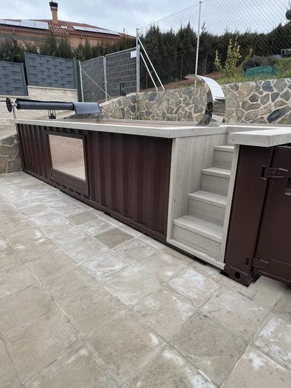 20-Fuß-Containerpool mit Zedernholzterrasse und Wärmepumpe