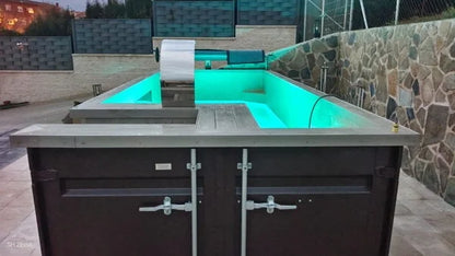 20-Fuß-Containerpool mit Zedernholzterrasse und Wärmepumpe