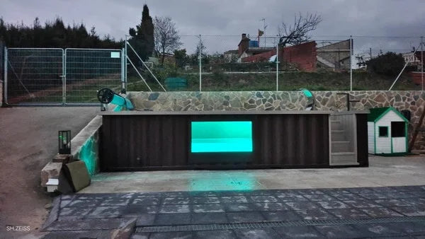 20-Fuß-Containerpool mit Zedernholzterrasse und Wärmepumpe