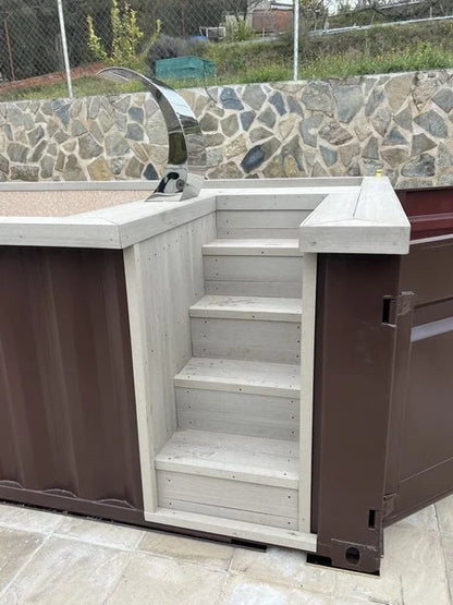 20-Fuß-Containerpool mit Zedernholzterrasse und Wärmepumpe