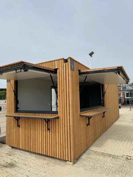 Professioneller 40-Fuß-Barkiosk mit Holzverkleidung