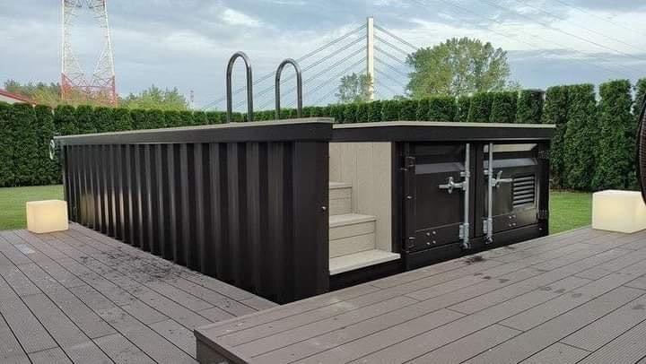 One-Trip-Containerpool 6,00 × 2,44 m – mit integriertem Getränkekühler