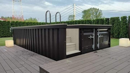 One-Trip-Containerpool 6,00 × 2,44 m – mit integriertem Getränkekühler