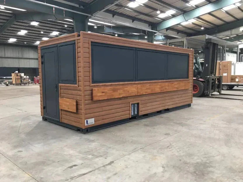 20-Fuß Café-Container mit Holzverkleidung für den professionellen Einsatz