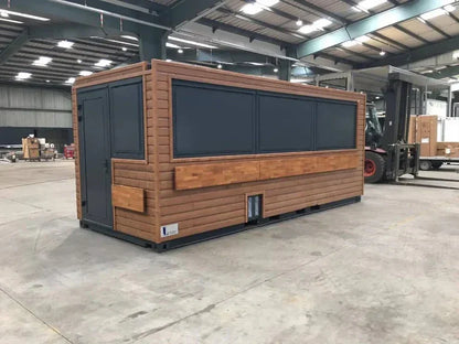 20-Fuß Café-Container mit Holzverkleidung für den professionellen Einsatz