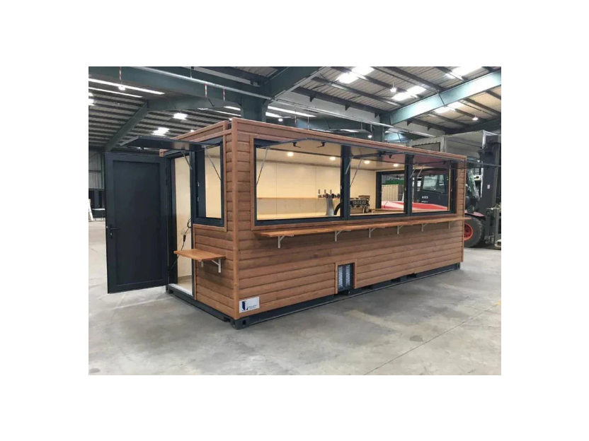 20-Fuß Café-Container mit Holzverkleidung für den professionellen Einsatz