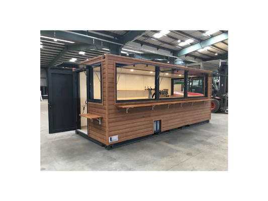 20-Fuß Café-Container mit Holzverkleidung für den professionellen Einsatz