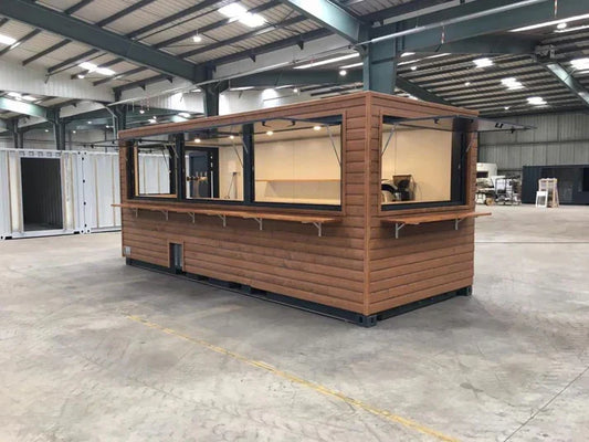 20-Fuß Café-Container mit Holzverkleidung für den professionellen Einsatz